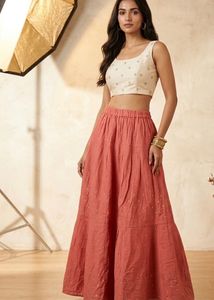 Ethnic Crop Top and Skirt Set