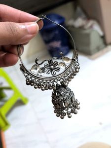 Oxidized Silver Jhumka Hoop Earrings combo