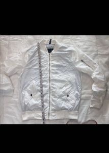 ZARA Men's White Bomber Jacket