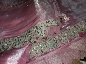 Elegant Pink Shimmer Saree with Silver Border |