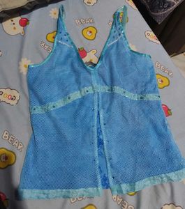 Whimsical Mermaidcore V-Neck Beaded Cami Top