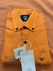 Men's Orange Linen Shirt