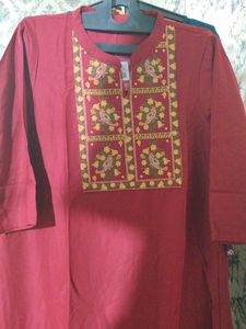 Embroidered Maroon Kurti
