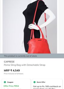 CAPRESE Red Sling Bag With Detachable Strap