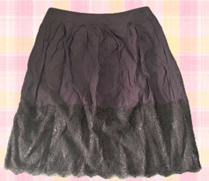 Dark Brown Lace Trimmed Skirt