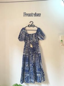 Bohemian Blue Printed Midi Dress