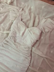 Elegant White Ruched Mini Dress