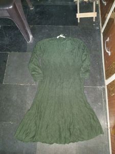 Very Beautiful Olive Green Woolen Frock
