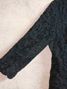 Elegant Black Lace Shrug Long