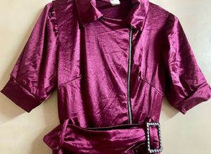 Stylish Purple Peplum Top with Unique Design