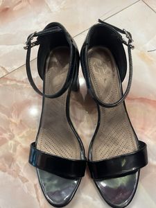 Black Patent Ankle Strap Heels