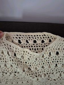 Cream Crochet Sleeveless Top