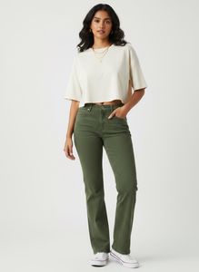 Green straight denim