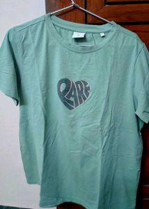 🌿 Rareism Women's Light Green Cotton Tee