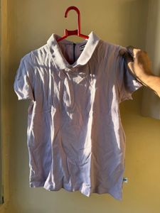 Light Purple Collared Short Sleeve Top
