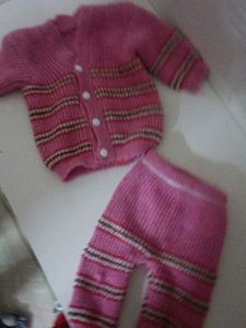 Pink Knit Baby Outfit