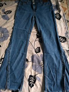 Blue Bell Bottom Jeans with Side Slits