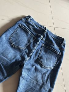 vintage dark blue split hem Denim Jeans