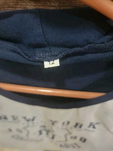 Navy Blue Open Front Cardigan with T-Shirt