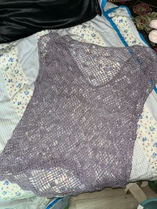Sheer Crochet Knit Cover Up Top