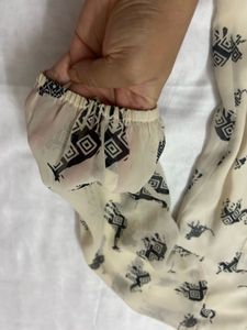 Cream Animal Print Semi-Formal Top