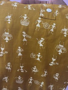 Stylish Mustard Kurta with Folk Art Print