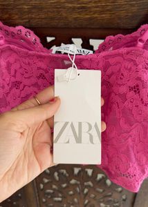 Zara Brand New Celeb Style Lace Correct Crop Top
