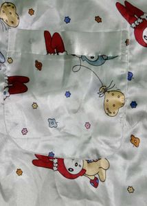 Cute Cartoon Print Satin Nightsuit