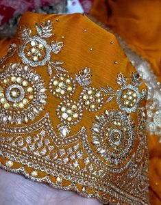 Embroidered Mustard Yellow Saree