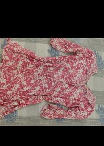Pink Floral Print Kurta