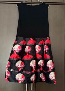 Cute Black &amp; Red Doll Print Dress