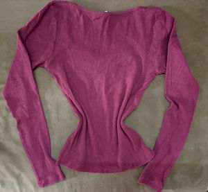 Ribbed sweetheart neck Long Sleeve Top