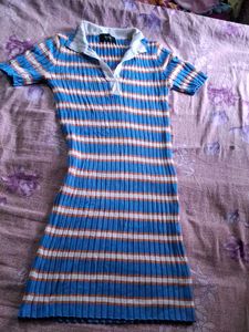 Blue Striped Polo Dress