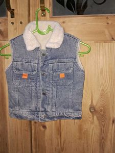 Denim Vest with Sherpa Lining