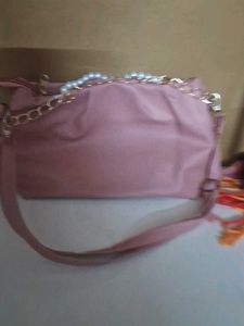 Stylish Pearl &amp; Chain Accent Handbag