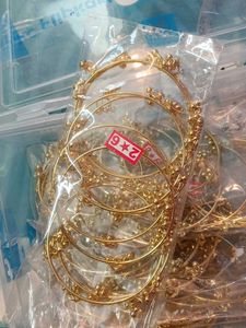 Gold Tone Charm Bangles Set