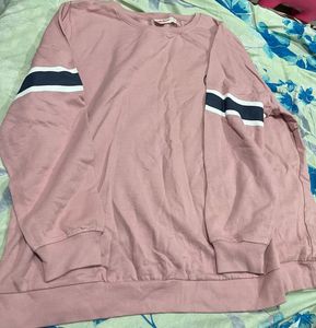 Pink Striped Sleeve Sweater