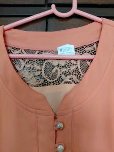 Peach Lace Detail top with sleeves attachable