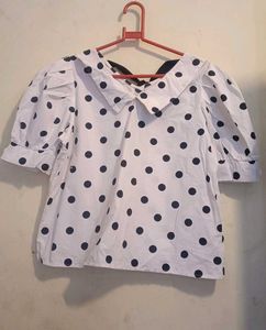 Polka Dot Peter Pan Collar Top