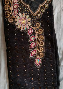 Black Dress Material with Embellishments