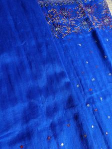 Royal Blue Embroidered Saree