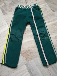 Green Track Pants with Yellow Stripes