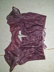 Stylish Maroon Blouse with Floral Tie-ups