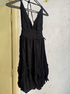 Chic Black Halter Mini Dress