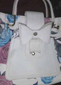 White Floral Bow Handbag+freegift 🎁🎀