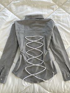 black white Striped Corset shirt
