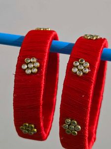 ❤️Vibrant Red Silk Thread Bangles