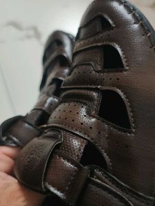 kid's Brown Leather Sandals