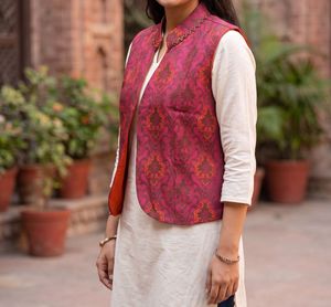 Stylish Embroidered Brocade Vest