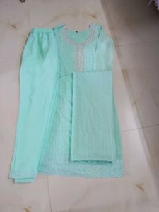 Elegant Mint Green Chikankari Kurta Set
